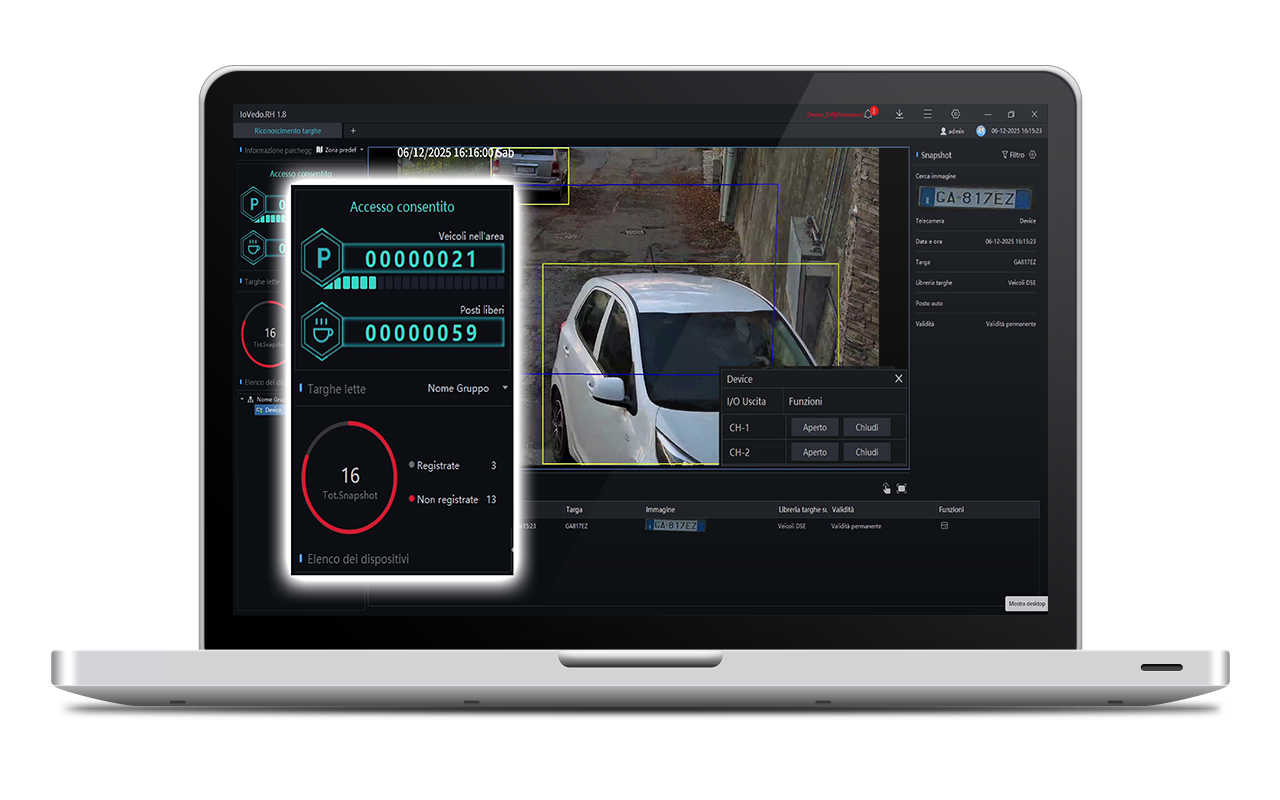 Controllo telecamera IP ANPR da browser